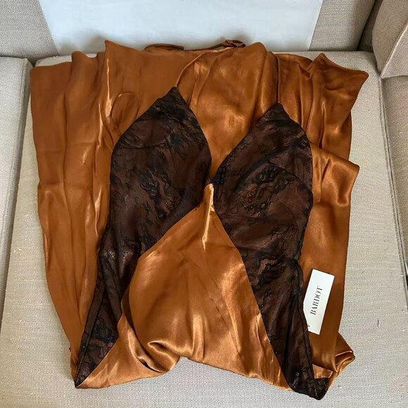 NWT Bardot Estrella Halter Maxi Dress US4 Toffee Lace Holiday Party Cocktail - Picture 3 of 6